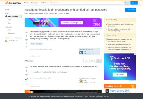 
                            4. mysqltuner invalid login credentials with verified correct ...