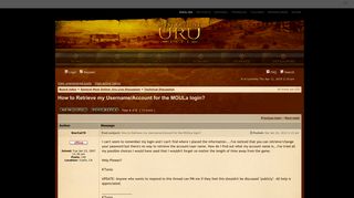 
                            9. Myst Online: URU Live Forums • View topic - How to Retrieve my ...