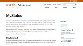 
                            2. MyStatus | Undergraduate Admissions | The University of Texas at Austin