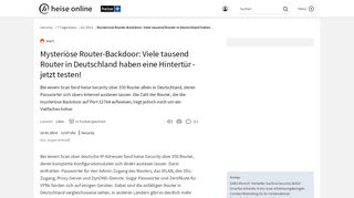 
                            6. Mysteriöse Router-Backdoor: Viele tausend Router in Deutschland ...