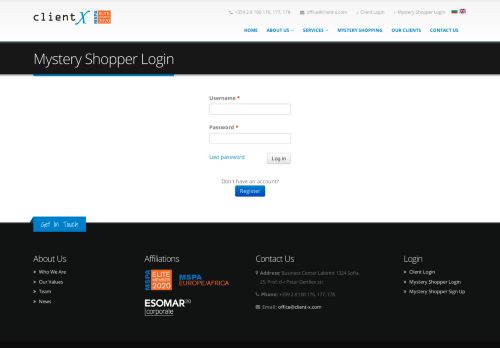 
                            9. Mystery Shopper Login | Client X