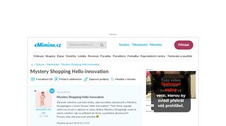 
                            6. Mystery Shopping Hello innovation - Diskuse - eMimino.cz