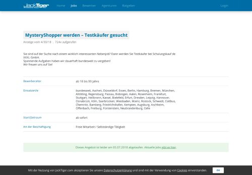 
                            13. MysteryShopper werden – Testkäufer gesucht - JackTiger.com