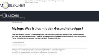 
                            13. MySugr: Was ist los mit den Gesundheits-Apps? - mobilsicher.de
