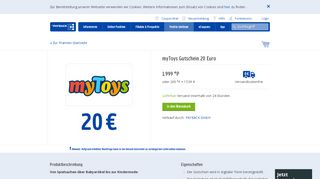 
                            7. • myToys 20 Euro eGutschein für 200 °P + 17,99 € • portofrei ...