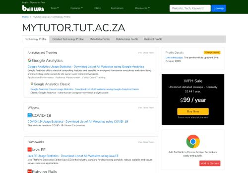 
                            3. mytutor.tut.ac.za Technology Profile - BuiltWith
