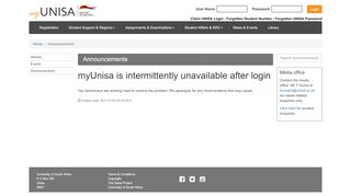 
                            2. myUnisa is intermittently unavailable after login