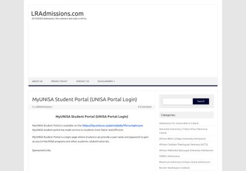 
                            8. MyUNISA Student Portal (UNISA Portal Login) - LRAdmissions.com