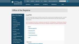 
                            13. myUTH - Office of the Registrar - UTHealth