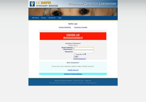 
                            9. MyVGL Login - UC Davis Veterinary Genetics Laboratory