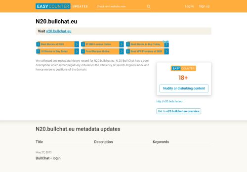 
                            5. N 20 Bull Chat (N20.bullchat.eu) - BullChat - login - Easycounter