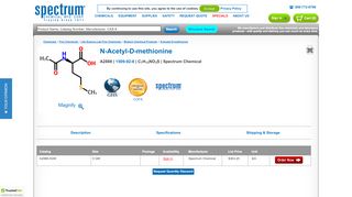 
                            13. N-Acetyl-D-methionine | 1509-92-8 | A2888 | Spectrum Chemical