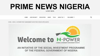 
                            4. N-Power Teach New Assessment Test Date ... - Prime News Nigeria