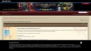 
                            12. [NA] Lodestone Login Difficulties (Aug. 27) - Square Enix