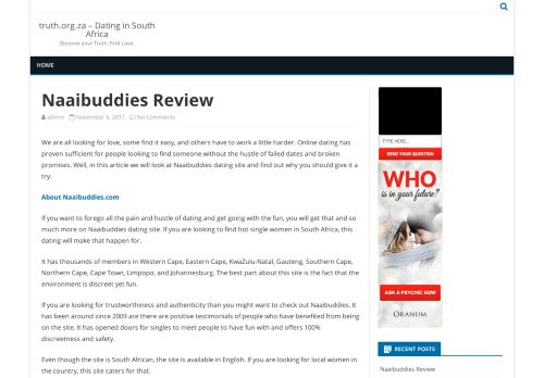 
                            8. Naaibuddies Review – truth.org.za – Dating in South Africa