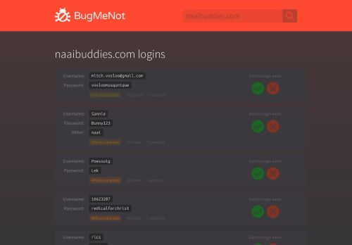 
                            7. naaibuddies.com logins - BugMeNot