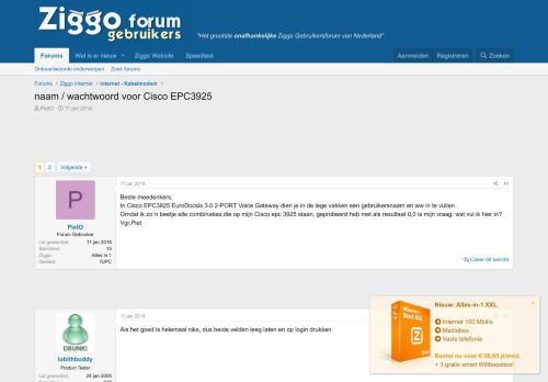 
                            3. naam / wachtwoord voor Cisco EPC3925 | Ziggo Gebruikersforum