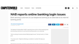 
                            10. NAB reports online banking login issues - Computerworld