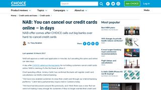 
                            6. NAB: You can cancel our credit cards online – in days - CHOICE