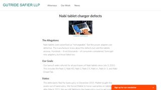 
                            11. Nabi tablet charger defects - Gutride Safier LLP
