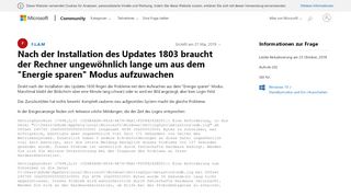 
                            2. Nach der Installation des Updates 1803 braucht der Rechner ...