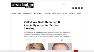 
                            10. Nach Fusion: Volksbank Köln Bonn regelt Zuständigkeiten im Private ...