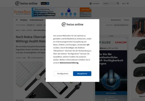 
                            12. Nach Nokia-Übernahme: Nutzer strafen Withings Health Mate ab - Heise
