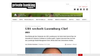 
                            9. Nach Nordea-Übernahme: UBS wechselt Luxemburg-Chef aus ...