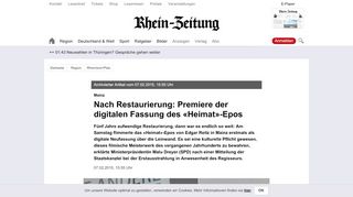 
                            11. Nach Restaurierung: Premiere der digitalen Fassung des «Heimat ...