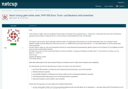 
                            7. Nach Umzug geht nichts mehr, PHP 500 Error, Front- und Backend ...