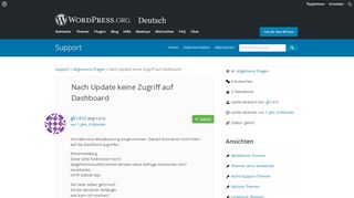 
                            3. Nach Update keine Zugriff auf Dashboard | WordPress.org