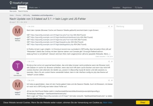 
                            2. Nach Update von 3.0:latest auf 3.1 -> kein Login und JS-Fehler ...