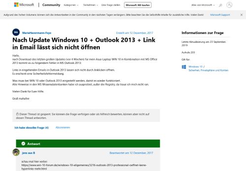 
                            1. Nach Update Windows 10 + Outlook 2013 + Link in Email - Microsoft ...