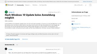 
                            3. Nach Windows 10 Update keine Anmeldung möglich - Microsoft Community