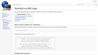 
                            1. Nachricht vor SSH Login – Root-Wiki