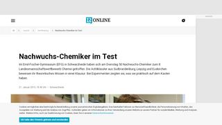 
                            11. Nachwuchs-Chemiker im Test - Lausitzer Rundschau