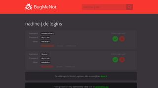 
                            8. nadine-j.de passwords - BugMeNot
