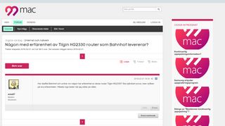 
                            5. Någon med erfarenhet av Tilgin HG2330 router som Bahnhof levererar ...