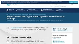 
                            6. Någon som vet om Crypto trade Capital är ett seriöst MLM-företag?