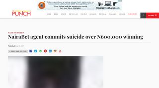 
                            6. NairaBet agent commits suicide over N600,000 winning – Punch ...