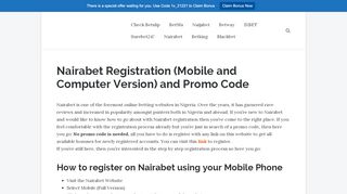 
                            11. Nairabet Registration (Mobile and Computer Version) and Promo Code