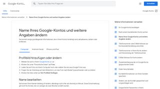 
                            8. Name Ihres Google-Kontos und weitere Angaben ändern ...