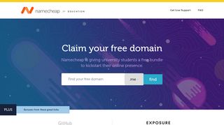 
                            2. Namecheap Education Program: Free Domains for Students