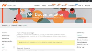 
                            4. Namecheap.com - API Documentation - namecheap.users.login