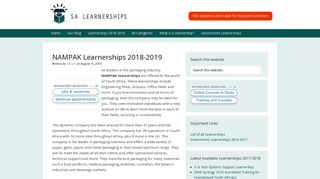 
                            6. NAMPAK Learnerships 2018-2019 South Africa Latest Learnerships
