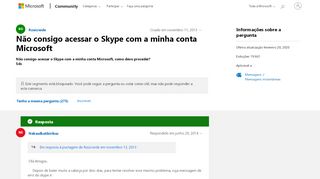 
                            5. Não consigo acessar o Skype com a minha conta Microsoft ...