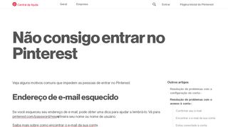 
                            2. Não consigo entrar no Pinterest | Pinterest help