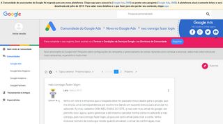 
                            8. nao consigo fazer login - Comunidade de Anunciantes do Google