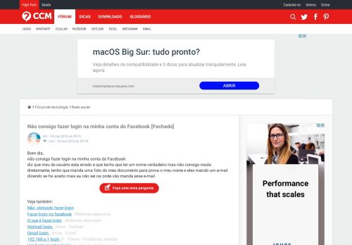 
                            13. Não consigo fazer login na minha conta do Facebook - CCM