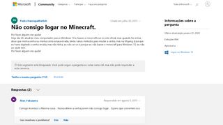 
                            9. Não consigo logar no Minecraft. - Microsoft Community